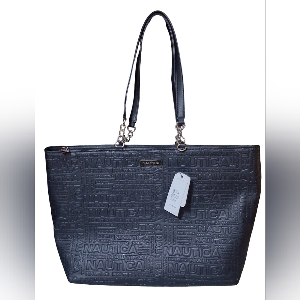 Authentic Nautica Logo Embossed Black Shoulder Bag NWT